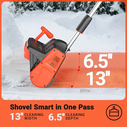 VOLTASK Cordless Snow Shovel, 24V | 13-Inch | 4-Ah Cordless Snow Blower, Battery Snow Blower with Directional Plate & Adjustable Front Handle (4-Ah Battery & Quick Charger Included)