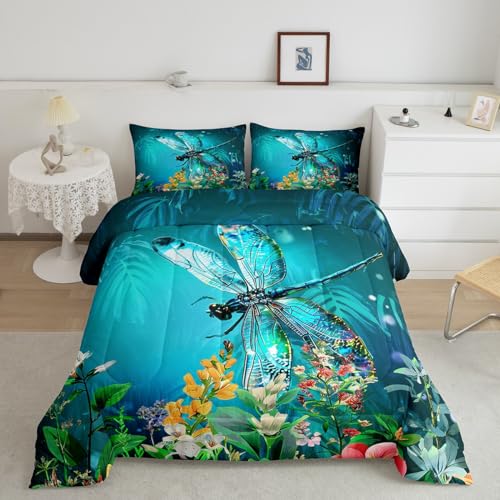 Image of Feelyou Dragonfly Bedding Set Queen Size 3Pcs for Boys Girls Children
