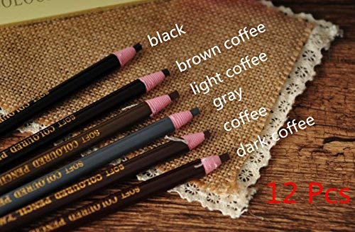 Waterproof Eyebrow Pencils, ASIBT 6 Colors Eyebrow Peel Off Pencil Soft Coloured Microblading Pen Long-lasting Eyebrow Enhancer Easy Wear Eye Brow Tint dye Makeup Tools (12 Pcs)