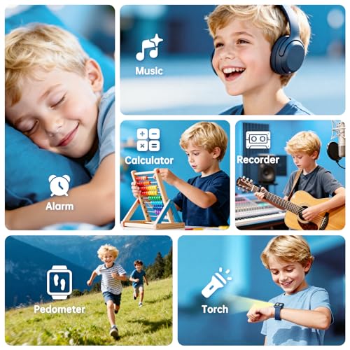 Image of Smart Watch for Kids with 26 Puzzle Games, HD Touch Screen Kids Watch, Camera, Music Player, Alarm Clock, Calculator, Pedometer, Learn Card - 12 /24hr Toys for Age 3-12 Year Old, Birthday Gift for Boys