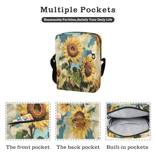 Sunflowers Oil Painting Yellow cute messenger bag Crossbody Bags For Women Women's Purses Adjustable Strap for work School2