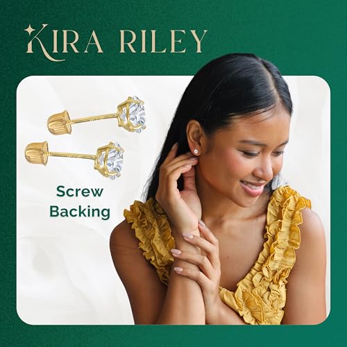 14k Solid Yellow OR White Gold Solitaire Round Cubic Zirconia Earrings Studs For Women - Small CZ Stud Earring, Nickel Free, Screw Back - Jewelry Gift for Her, Your Wife, Mom, Friends, Girlfriend3