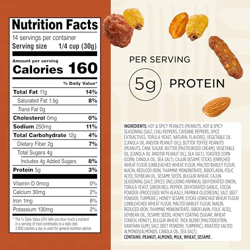 image for Snak Club Cajun Style Snack Mix with Hot and Spicy Peanuts, Butter Tof