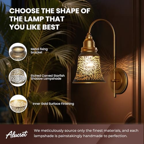 Image of 4 Pack Bronze-Gold Chrysanthemum Fixture Replacement Globes Shades with 1-5 /8 inch Fitter, ALUCSET 4.72 inch Height and 4-3 /4 inch Diameter, Metal Cover for Pendant Lamp Wall Lamp