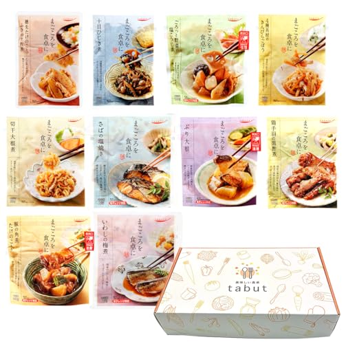まごころを食卓に レトルト 食品 ギフト 詰め合わせ 和食 惣菜 10種セット 贈答 国分 tabete 膳 魚 肉 野菜 おかず 常温保存 ギフト BOX入り プレゼントのサムネイル