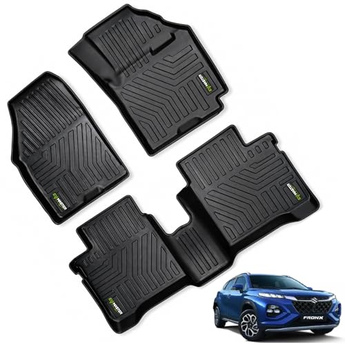 Image of EV MASTER Car Floor Mats for Maruti Fronx Hybrid (2026 Onwards) Complete Set | All Weather | Anti-Slip | Luxury Premium Car Mat | Full Coverage | Custom Fitted Car Foot Mats (5D Black)