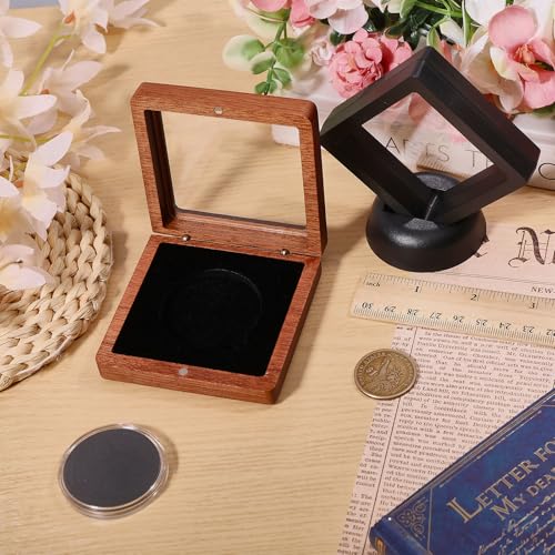 Set de Estuches para Monedas 3Pcs Madera con Cápsulas Claras miniatura 6