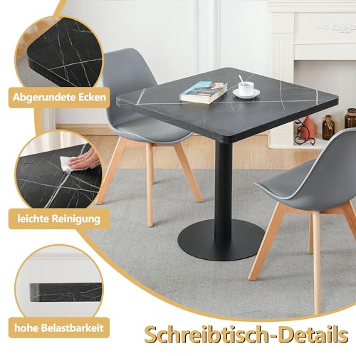 Quadratischer Esstisch Mingone 80cm mit Marmoroptik für Esszimmer und Küche