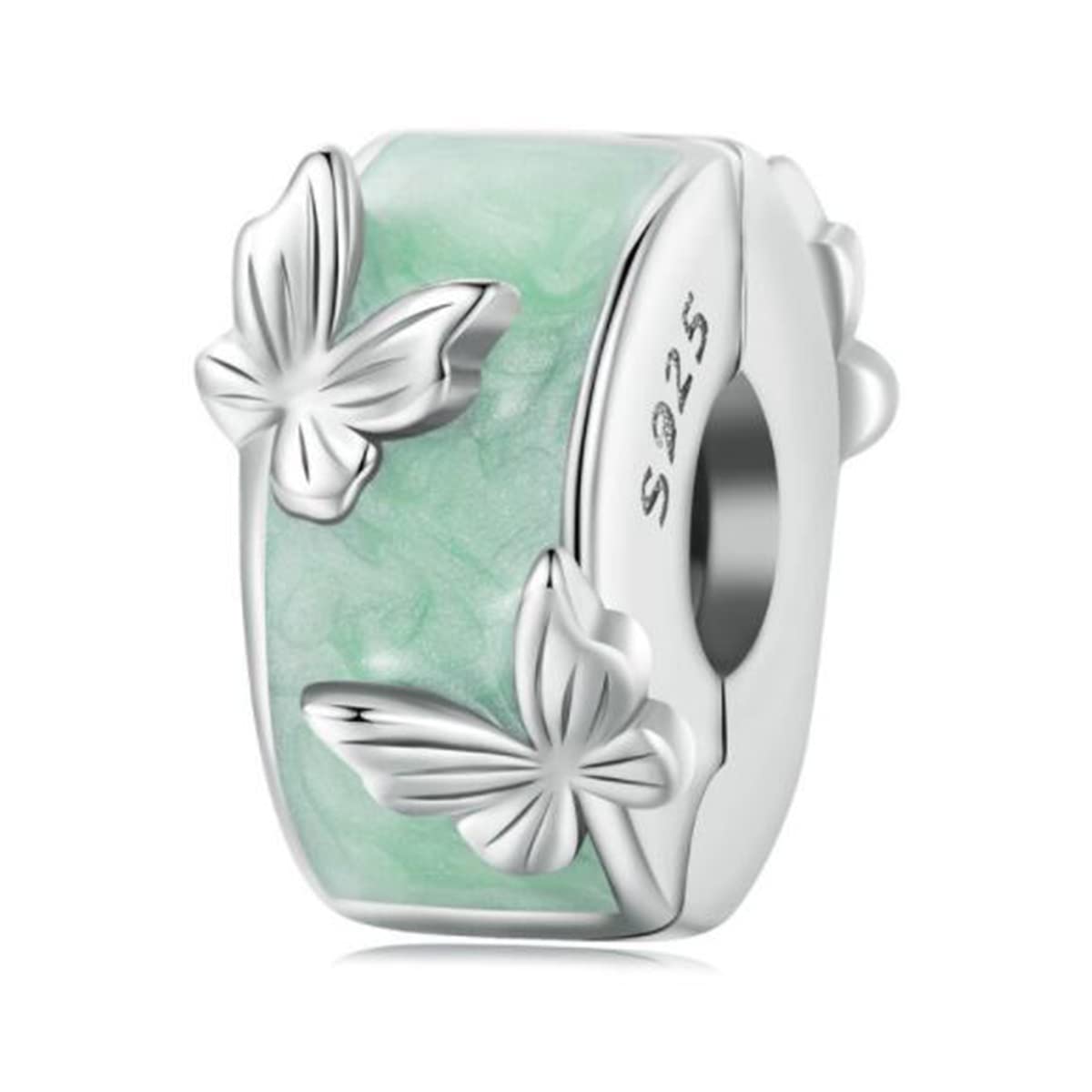 MOCHAMIK z kwiatami 925 Sterling Silver Love Heart Zawieszka z klipsem Zatyczka z zawieszką z zawieszką Zawieszka z zawieszką do bransoletek