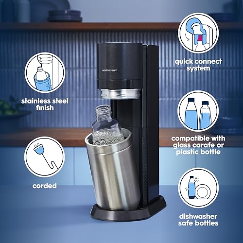 Image of SodaStream E-Duo Sparkling Water Maker (Black) with 60L CO2, 1 BPA- Free Carbonating Bottle and (1)1L Glass Bottle