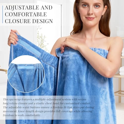 Image of PJGGZ Towel Wrap for Women, Three Adjust Clasps Closure Bath Wraps After Shower Spa Sauna Bathrobe(Available in Plus Size)