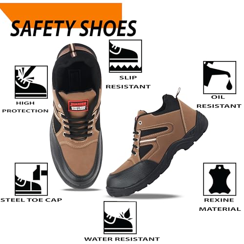 Image of ELECANT Lace-up Steel Toe Safety Shoes for Factory and Industrial Work for Men