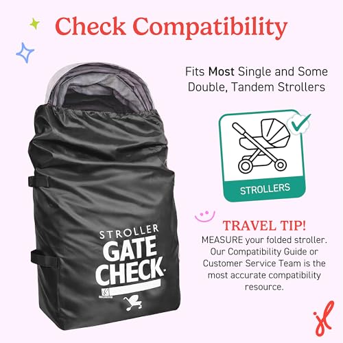 Image of J.L. Childress Gate Check Bag for Single & Some Double Strollers - Travel Bag for Airplane, Fits Most Standard Baby Strollers, Airport Accessories Gate Check, Flying Essentials - Black