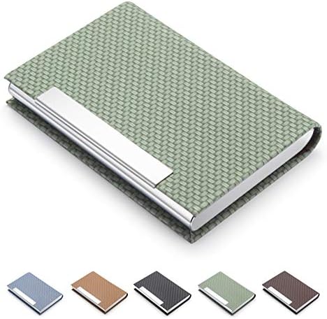 MOTYAWN Business Card Holder- Name Multi Card Case, Luxury PU Leather Wallet, Credit Card ID Case, Stainless Steel Slim Metal Pocket Card Case Holder for Women & Men with Magnetic Shut