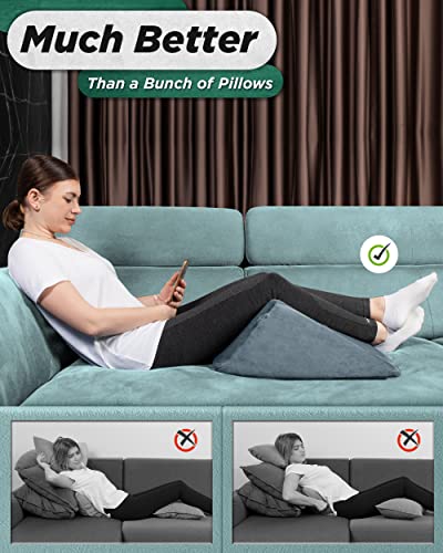 Lunix Lx14 1Pc Orthopedic Knee Wedge Pillow, Extra Cover Included, Post Surgery Memory Foam For Back, Leg, Pain Relief, Sitting Pillow, Triangle Pillow For Knee Support, Adjustable Pillows For Reading #TOP3