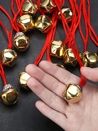60 Packs Christmas Bell Necklace Large Colorful Christmas Bell Necklace for Women Boys and Girls (Gold)2