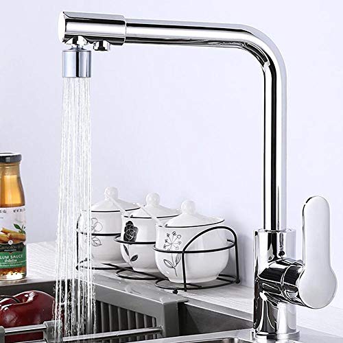 Mitigeur cuisine 3 voies eau pure en laiton chromé rotatif à 360°