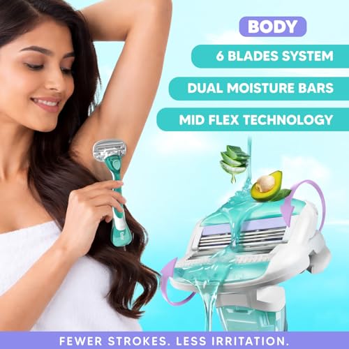 Image of LetsShave Ultimate Shaving Trio for Women | Face, Body & Bikini Razor Kit | World's 1st 6 Blade Razor for Smooth, Safe & Precise Hair Removal | 3 Razors Combo for Full Body Grooming