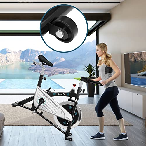 Gymax Magnetic Stationary Bike, 30Lbs Flywheel Indoor Cycling Bike With Lcd Monitor & Heart Rate Sensor, Adjustable Cardio Aerobic Spinning Exercise Workout Bike For Home Gym #TOP7