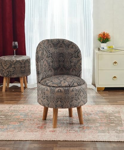 Image of SR Ottoman Chair Pouffes Stool for Living Room Mudda Sitting Furniture Footrest Seat Pouffe Puffy Foam Stool Printed Pouffes for Sitting Foot Rest, (18x32 Inch, Coffee)