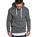 Produktbild Herren Sweatshirt Kapuzenpullover Pullover Hoodie Hoher Kapuzenansatz Känguru-Tasche Gerippte Ärmel und Abschlussbündchen Sweatjacke Casual Streetwear Basic Style, Dunkelgrau, L