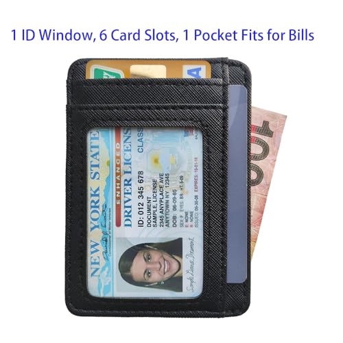 Slim Front Pocket Minimalist RFID Blocking Leather Wallets for Men and Women, Lightweight, Includes Card Holders - Cross Black4