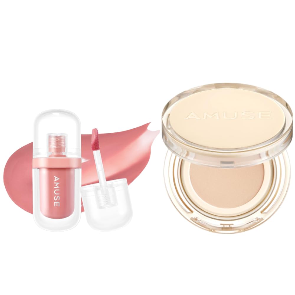 AmuseSEOUL DEW JELLY VEGAN CUSHION 01 SOONSOO + JEL-FIT TINT 05 OAT FIG