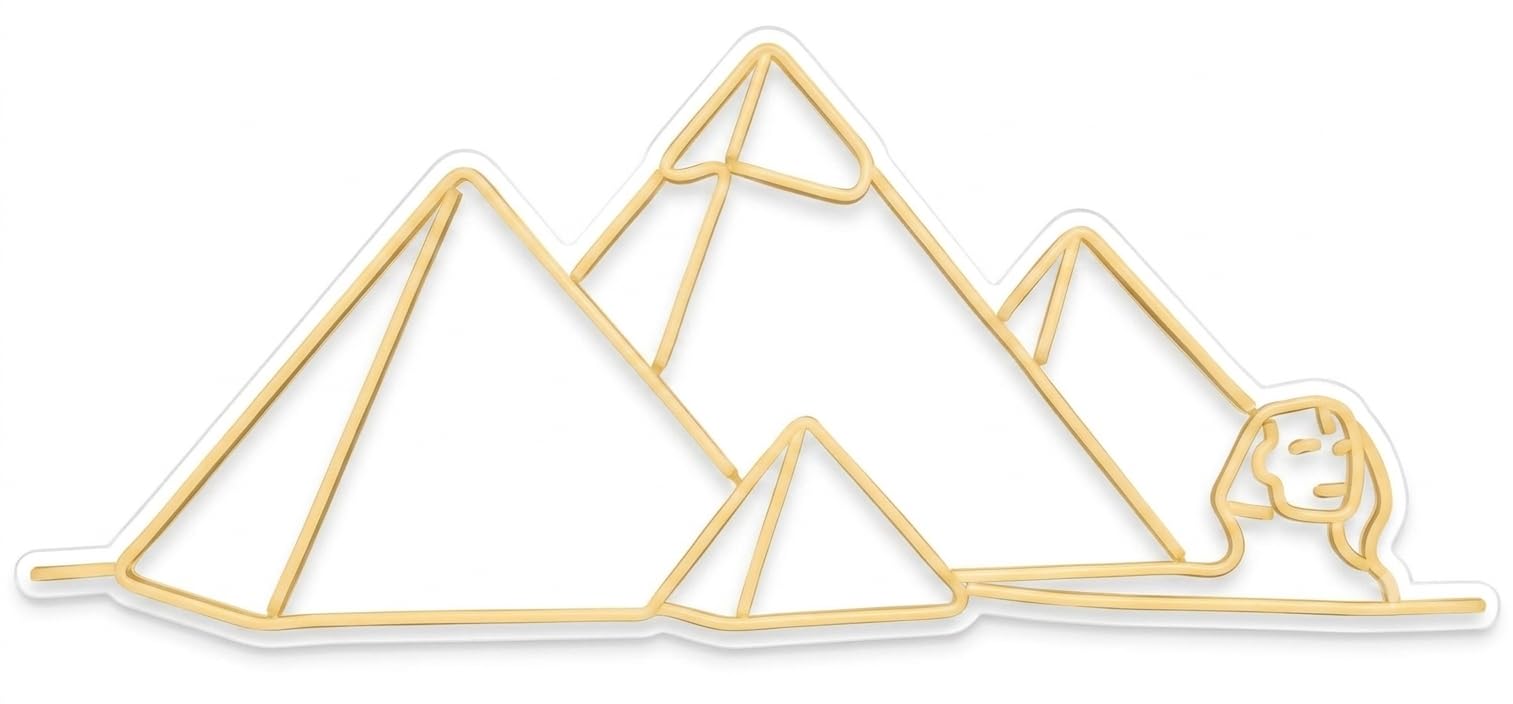 Letrero CARTEL PIRAMIDES RESTAURANTE LED NEON Escaparate, Decoración de Pared en Metacrilato, Luz Brillante, aproximadamente 70cm aproximadamente alimentación 12v
