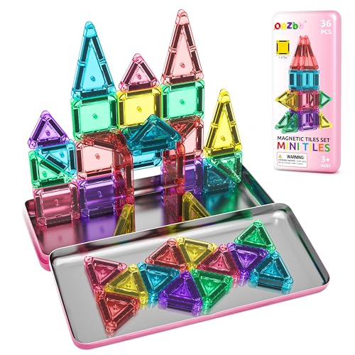 ORZbb Mini Magnetic Tiles Travel Set with Case (~60 pieces)