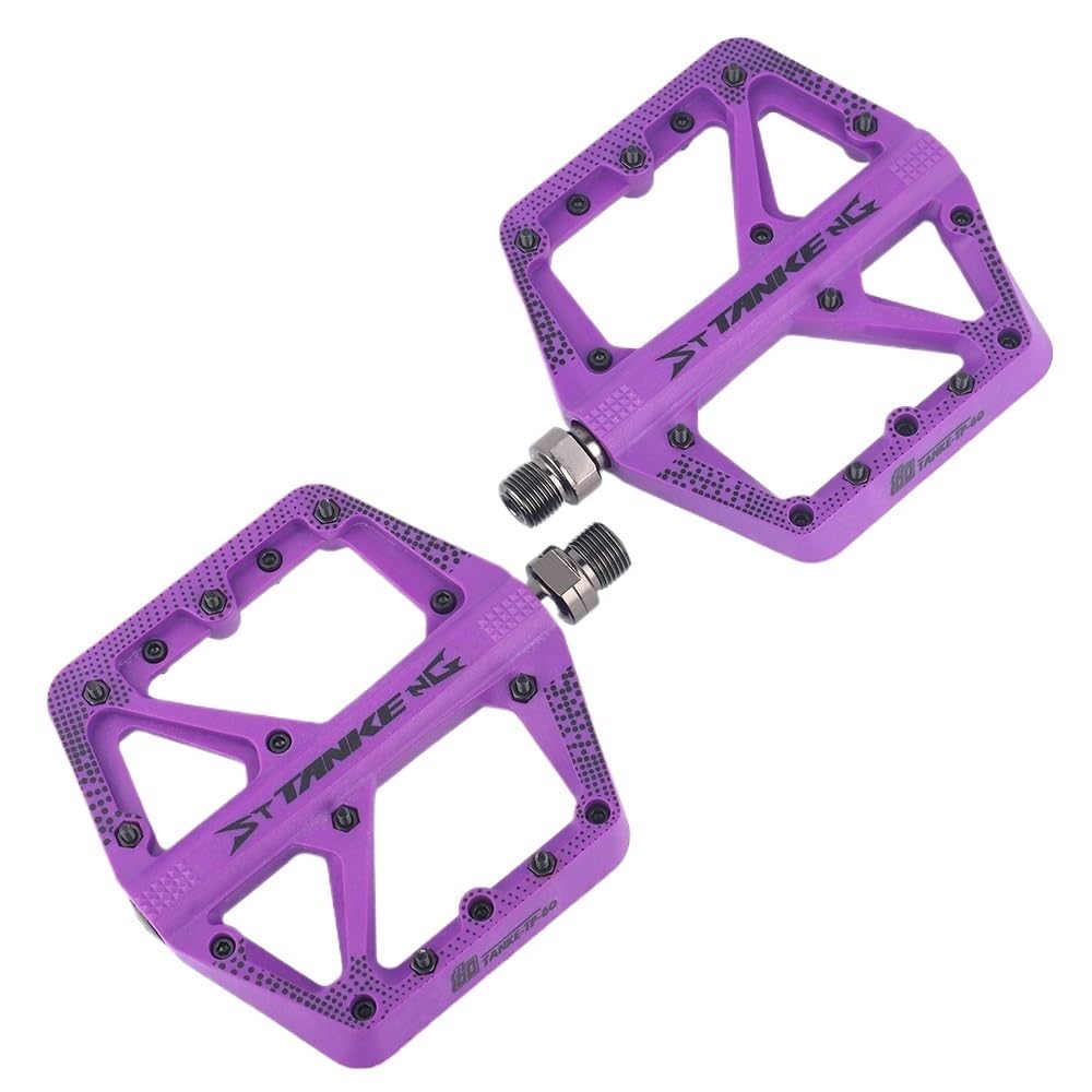 SHUMINZHANG Bike Pedals MTB Bike Nylon Pedal Widen Non-slip DU Bearing Bicycle Mountain Bike Off-road Cycling Accessories Universal BMX Platfor Mountain Bike Pedals(Purple)