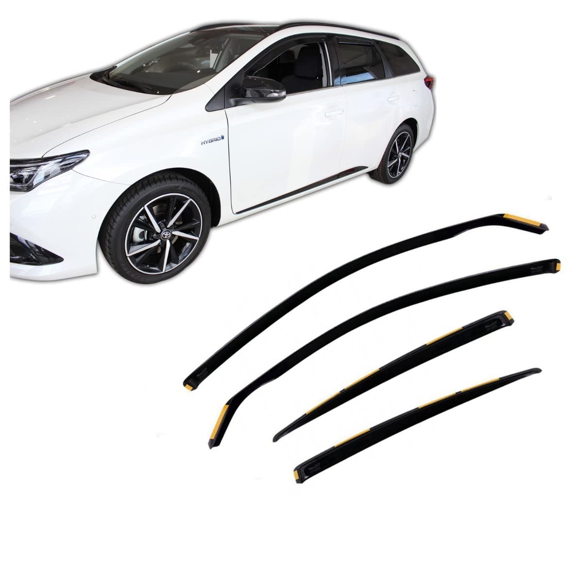 J&J AUTOMOTIVE Windabweiser passend für Toyota Auris 2 5-Türer Kombi 2013-2018 4tlg, Heko Regenabweiser Vorne Hinten Getönt Dunkel Passform
