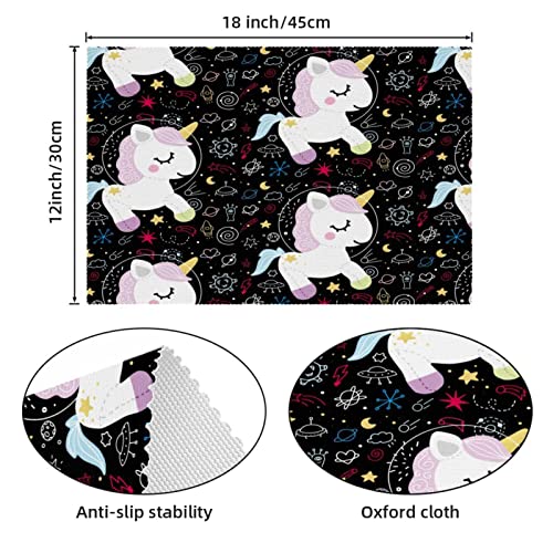 Sets de table licorne noir lavables pour protéger la table des taches - 5