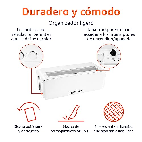 Miniatura 2 de Amazon Basics Caja organizadora de cables para ocultar y organizar cables, tamaño grande, Blanco