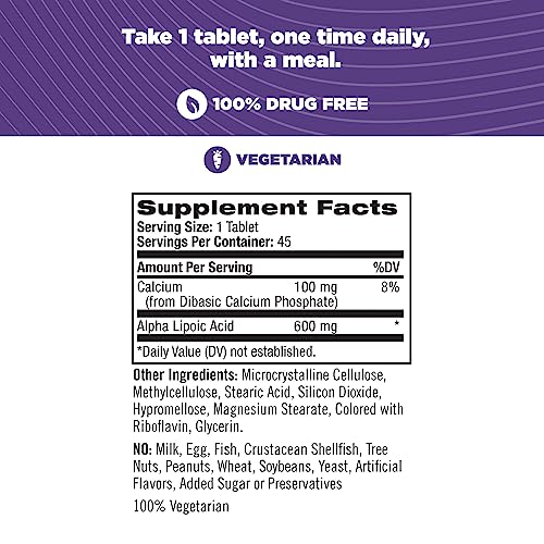 Natrol Alpha Lipoic Acid Time Release Tablets, Antioxidant Protection, Ala, Helps Protect Against Cellular Oxidation And Age-Related Damage, Whole Body Cell Rejuvenation, 600Mg, 45 Count #TOP3