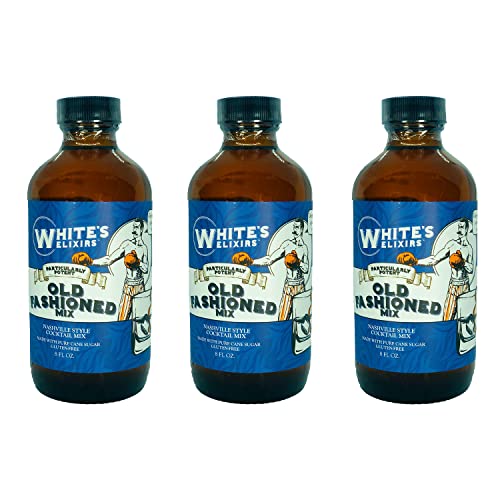 White's Elixirs Natural Cane Sugar Cocktail Mixers 8oz Bottles (Old Fashioned, 3 Pack)