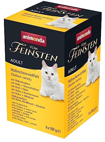 animonda Vom Feinsten Adult Katzenfutter Nassfutter für ausgewachsene Katzen Hühnchenvielfalt 6 x 100 g