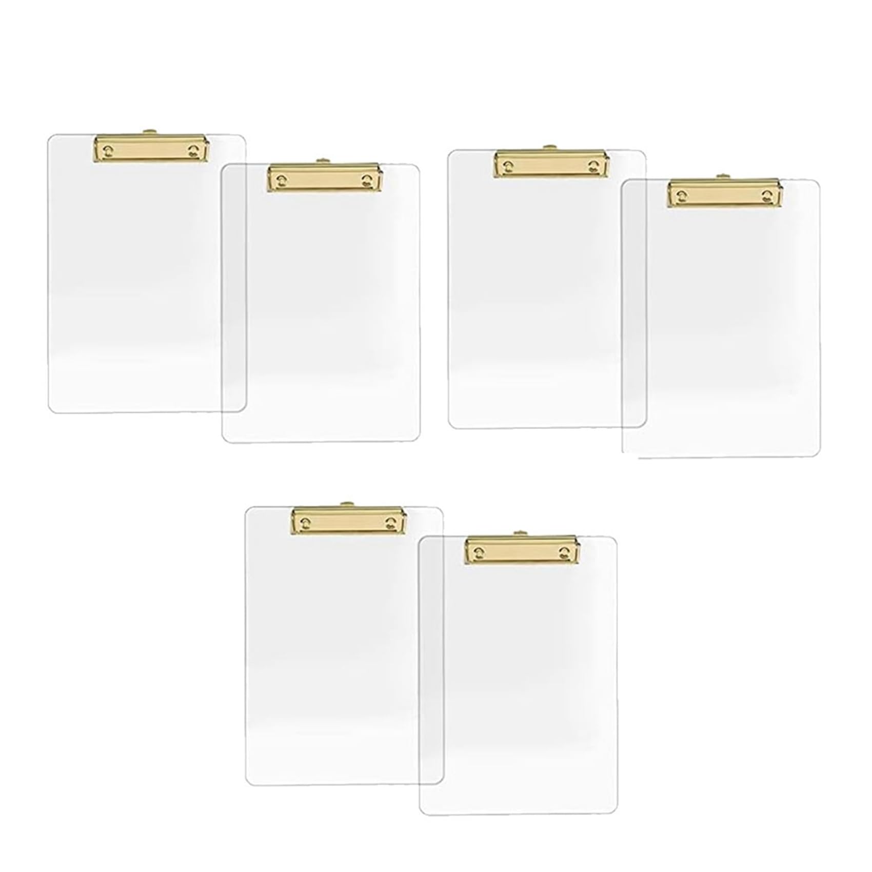 Idhadkc 6 Pack Clear Acrylic Clipboard with Gold Clip, 8.8X12.2 A4 Letter Size, School and, Supplies