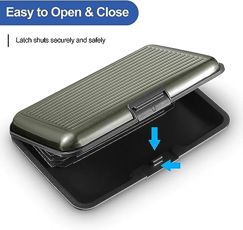2 Pieces Credit Card Holder Slim Mini RFID Blocking Credit Card Protector Aluminum Business Card Case for Women Men (Green, Gray)4