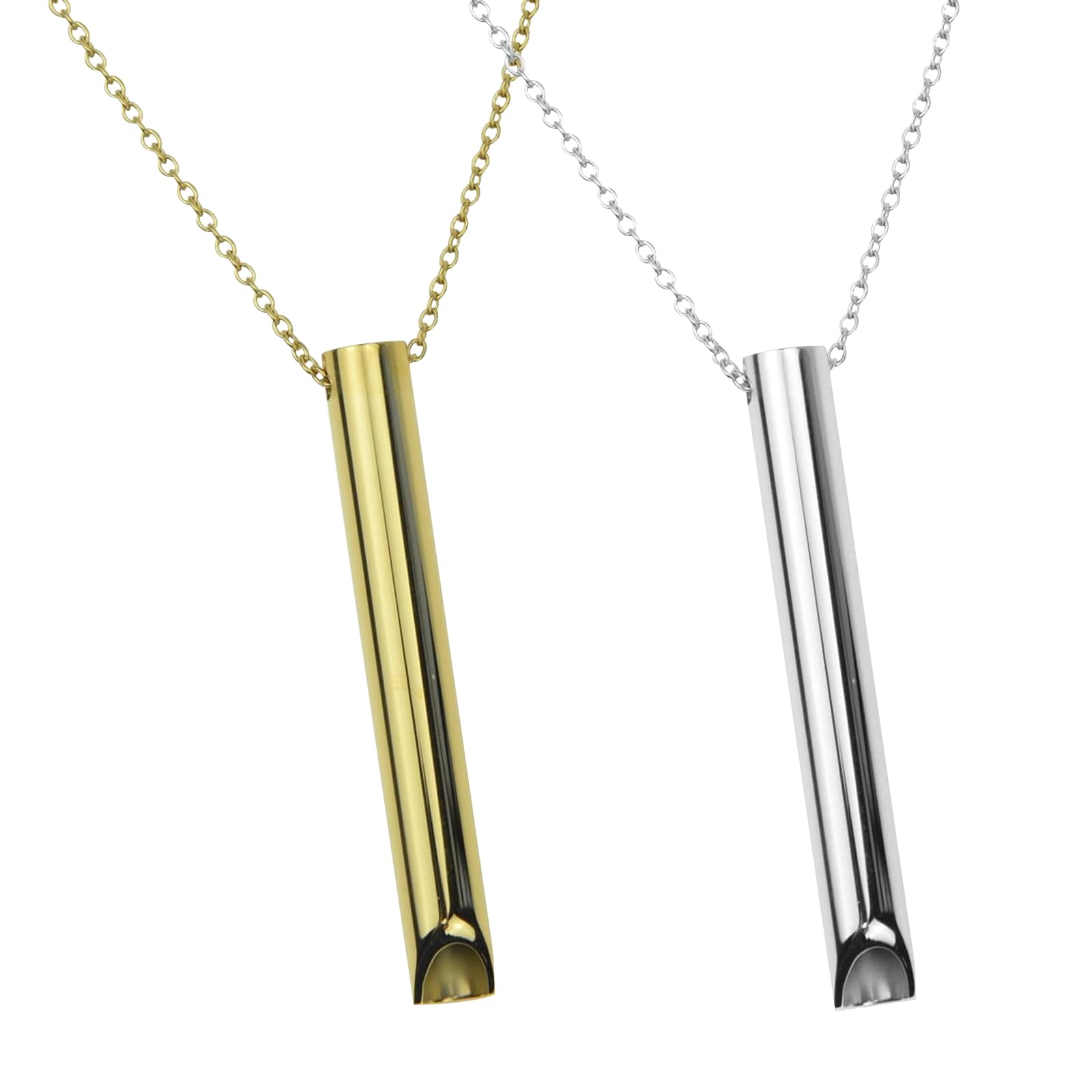 Anxiety Relief Necklace, 2pcs Mindful Breathing Necklace for Stress & Anxiety Relief, Breathing Exercises, Meditation Stress Relief Relaxation Gift for Women Men (Gold, Silver)