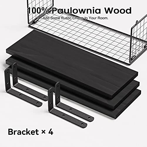 Homcytop Floating Shelves Wall Mounted, Bathroom Shelf Organizer Over Toilet With Paper Storage Basket, Rustic Farmhouse Wall Shelves Brackets For Wall Decor, Kitchen, Bedroom, Living Room (Black) #TOP3