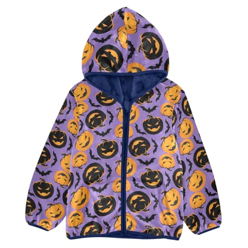 Halloween Pumpkin Toddler Fleece Jacket Baby Boys Hooded Zipper Long Sleeve Thick Warm Outerwear 3-10 Years