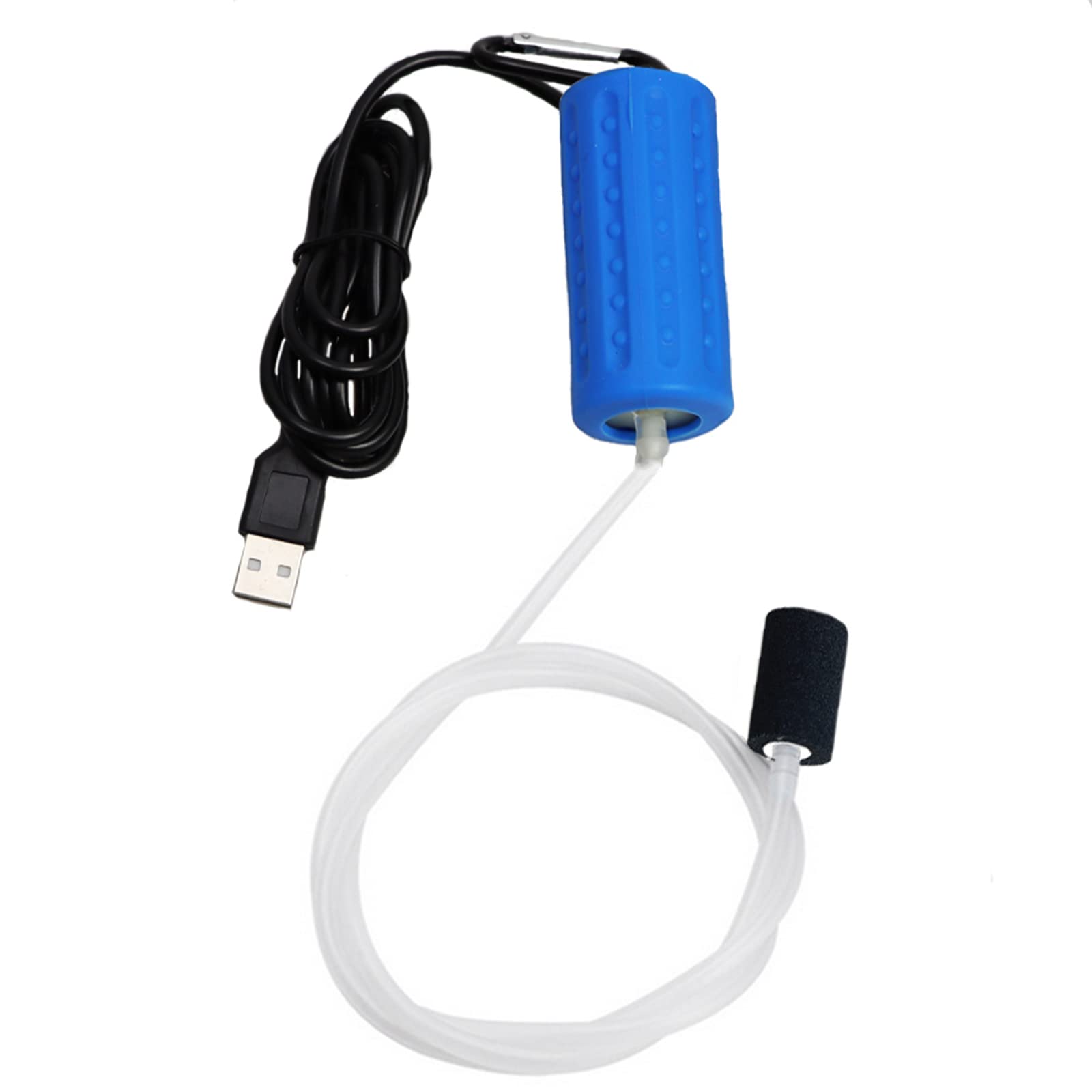 Bomba Aire Acuario USB Mini Oxigenador Acuario Portátil Ultra Silenciosa Ahorro de Energía Bomba aireador Acuario con Piedra de Aire y Tubo de Silicona de una Salida 1W (Azul Cielo)