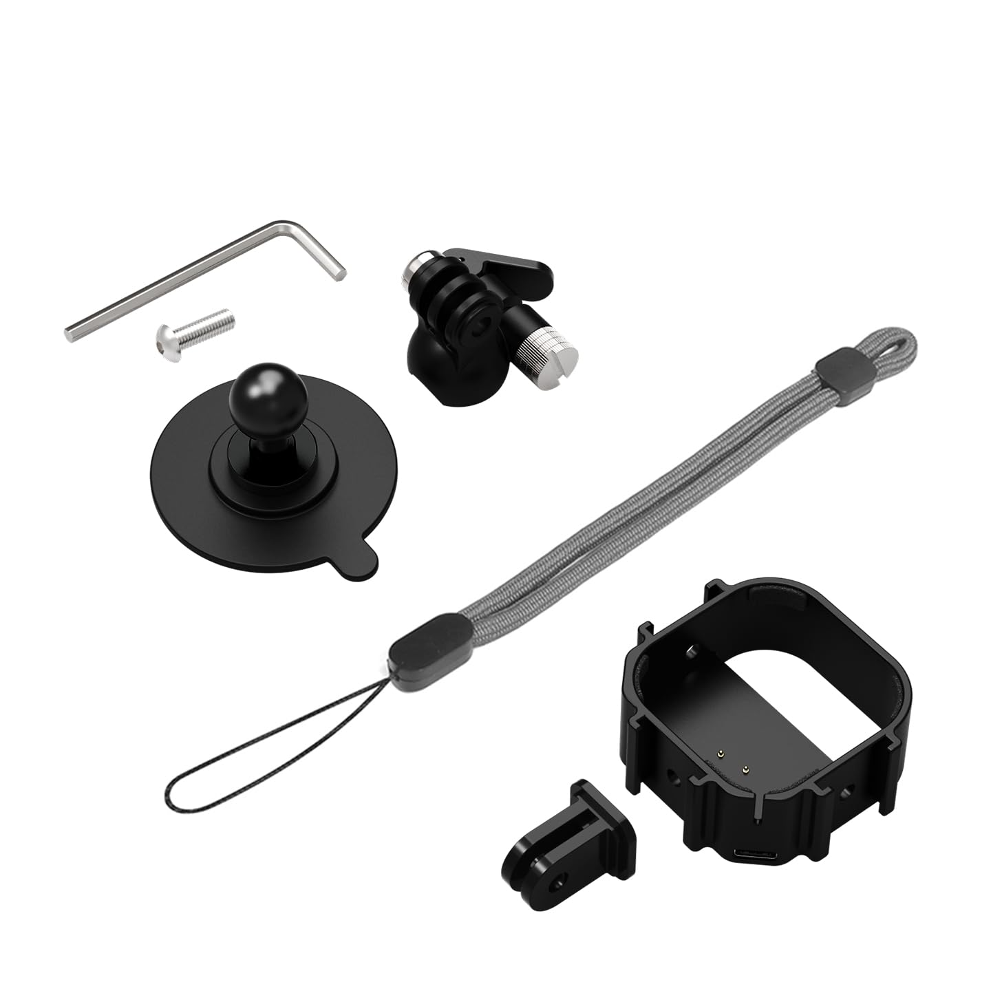 Jaula magnética para cámara de pulgar con triple zapata fría compatible con cámara de acción GO Ultra (soporte de succión nano-adhesivo)