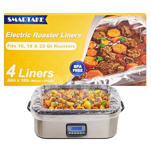Comparison: Best Nesco 4 Roaster Oven 8 SMARTAKE Electric Roaster Liners, 4 Count Disposable Roaster Liners, Fits 16, 18, 22 Quart Roasters, Roaster Pan Oven Liners Plastic Cooking Bags for Instant Cleanup, 18 x 34 Inch