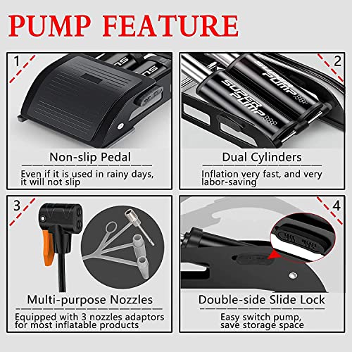 Image of Kian Foot Operated Tyre Inflator|160 PSI Double Portable Foot Air Pump|Rapid Inflation|Hands-Free,for Motorbike,Cars,Bicycle, Football,Cycle,tubeless tyre Quick and Efficient Pumping High Pressure
