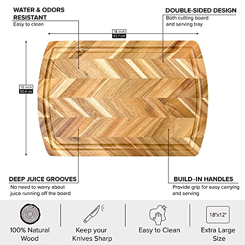 Tabla de cortar rectangular de madera de acacia 18x12x1 pulg miniatura 2