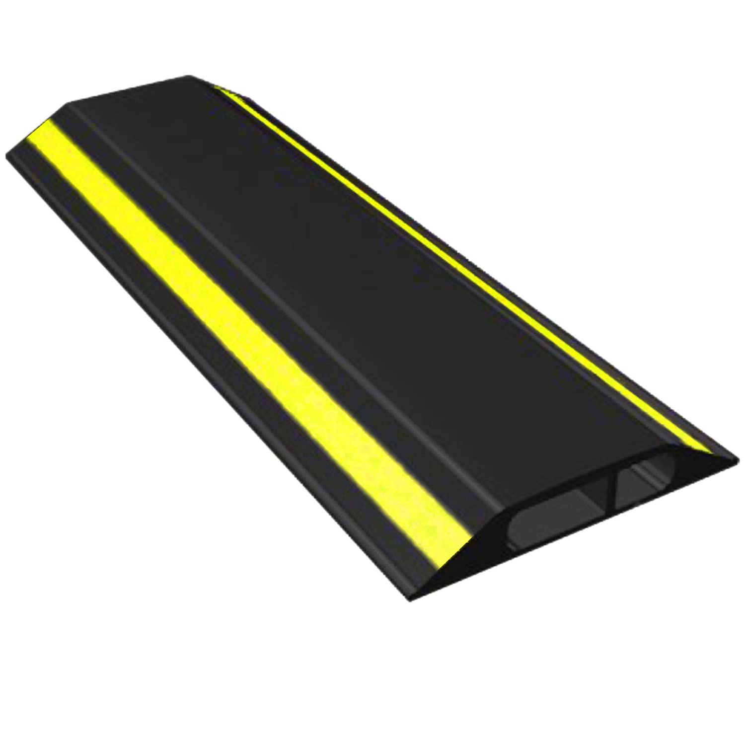 Allcam F6CP 1m Floor Cable Cover/Cable Protector with Two 13mm-tall Channels and Hi Vis yellow Stripes