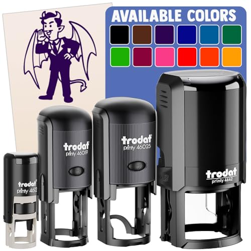 Devil On Your Shoulder Conscience Advocate Evil Bad Self-Inking Rubber Stamp for Stamping Ink Stamper Crafting Planners - 1 inch Medium - Sky Blue Ink
