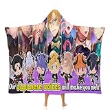 Ristta Obey Me Shall We Date Wearable Hooded Blanket, Sofas and Indoors Suitable for Both Boys and Girls 50''x60'', White