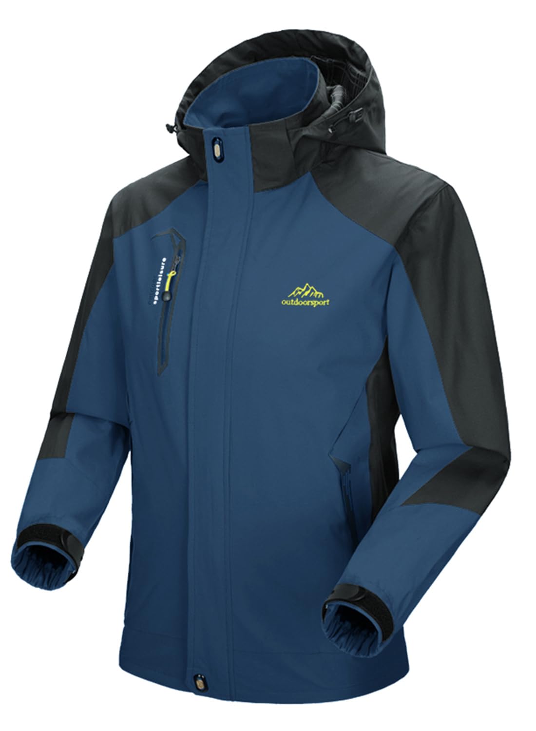 YSENTO Herren Regenjacke wasserdichte Outdoor Atmungsaktive Wandern Funktionelle Softshell Winddichte Regenjacke mit Abnehmbarer Kapuze